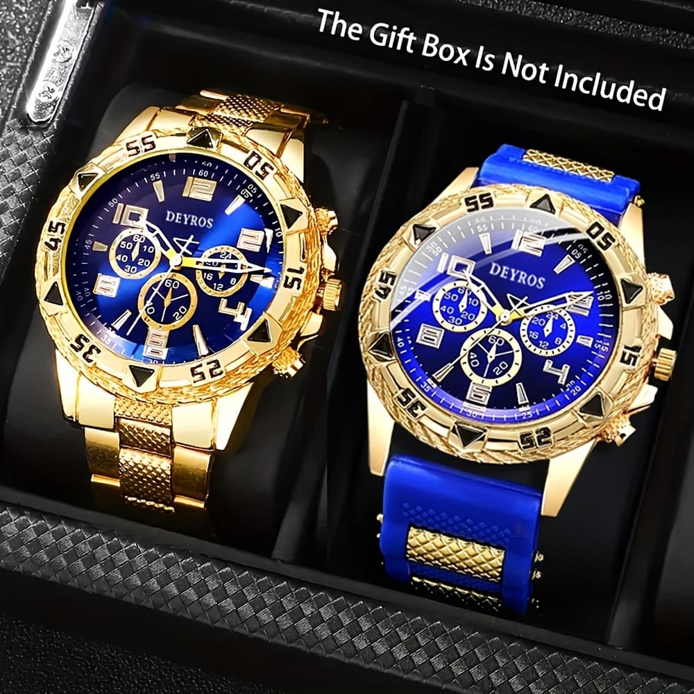 TEMU Set Of 's Quartz Watches | Made Of Stainless Steel | Suitable For Casual And Business Wear | Includes A Silicone