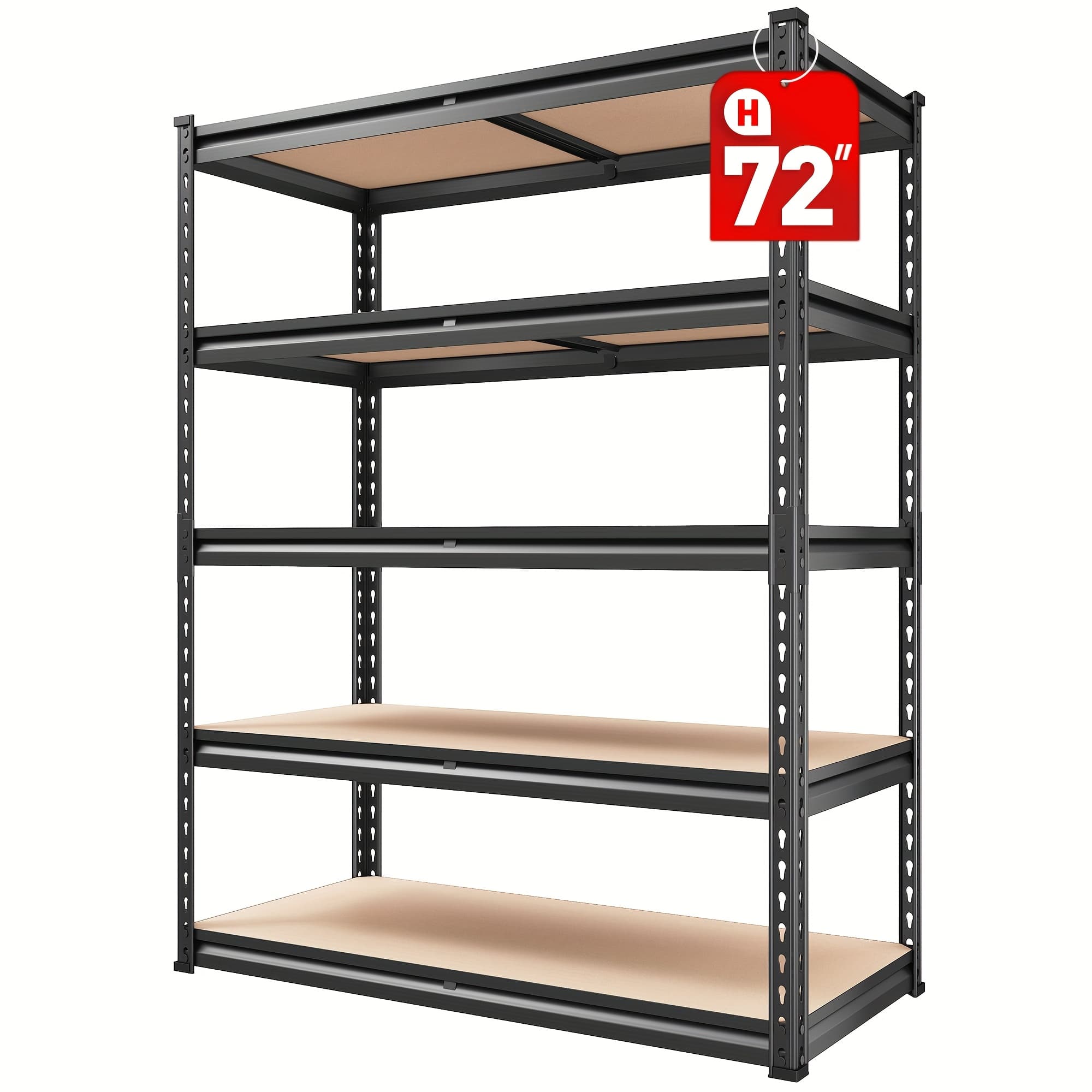 TEMU Reibii 5-tier Orange Metal Storage Shelf, 90x40x183cm, Freestanding Tiered Shelf For Garage, Kitchen, Bathroom, And , Painted Finish, Space-saving Design, Shelves For Storage, Utility Shelves