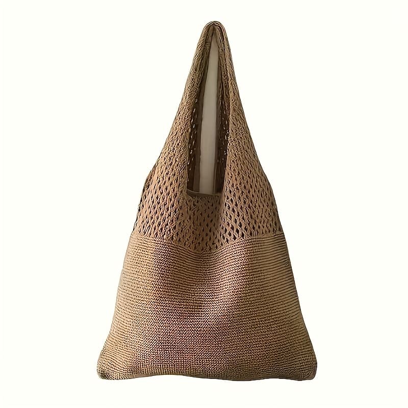 TEMU 4-season Universal, 2025 Knit Handbag, Stylish Shoulder Bag For Casual And Formal Use, Travel Accessory, , Perfect For Women And College Students, In Beige, Khaki, Black
