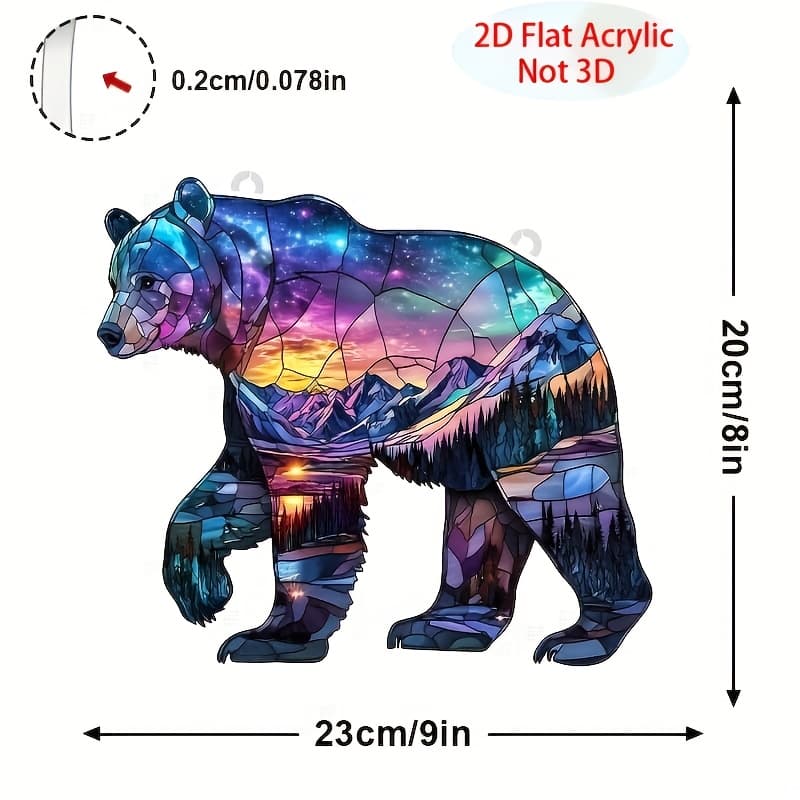 TEMU 2d Flat Art Bear Suncatcher, Starry Sky Animal Themed Acrylic Window Hanging, Suitable For Living Room Wall Decoration, Unique Housewarming Gift
