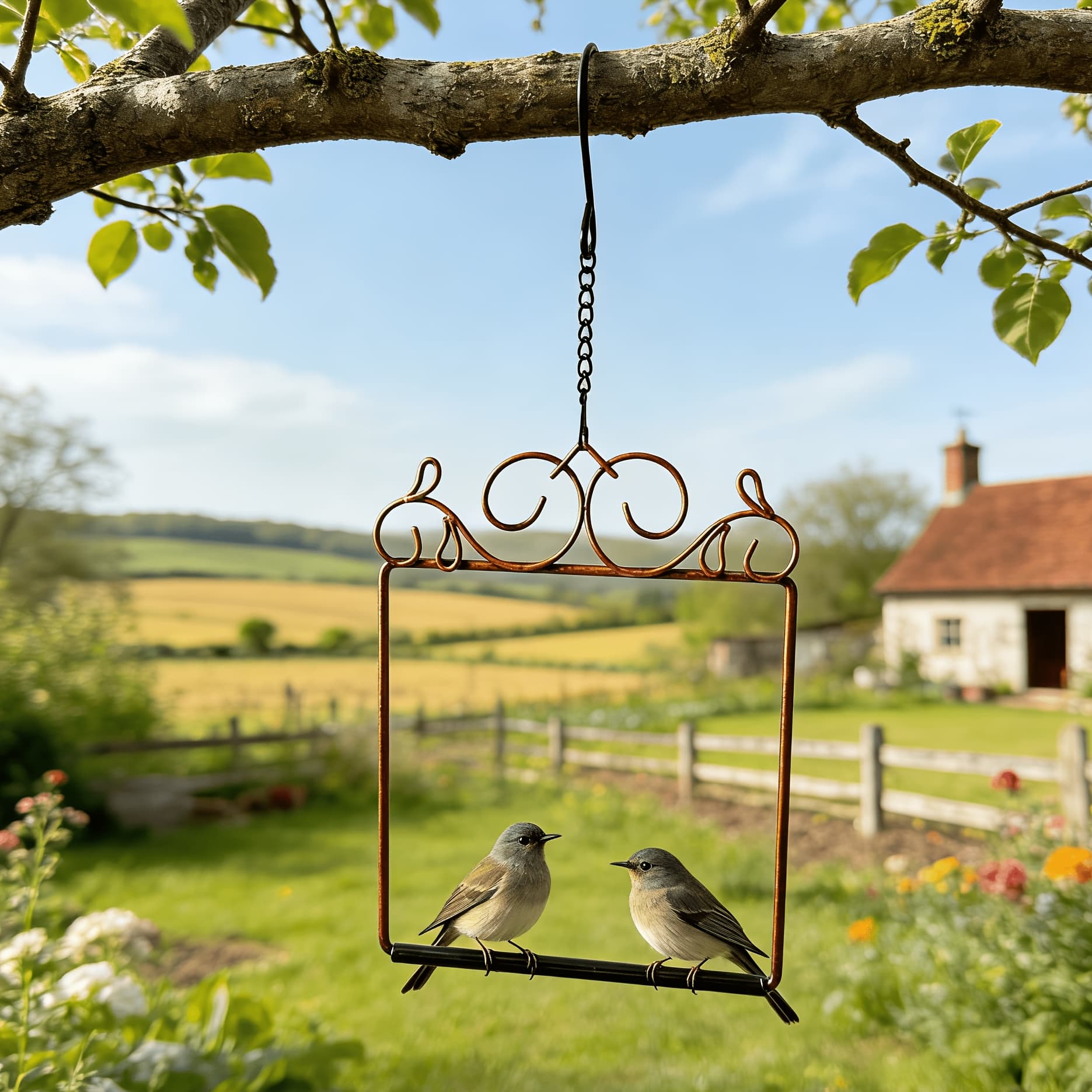 TEMU Outdoor Courtyard Hummingbird Swing Decoration, Bird Swing Bracket Decoration, Suitable For Courtyard, Balcony And Outdoor Decoration