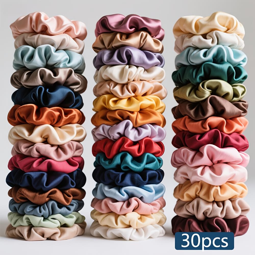 TEMU 30-pcs Large Capacity Random Color Small Hair Tie Set, Multi-, Women's Korean Style Ins-style Hair Ties, Hair Accessories, Elastic Hair Bands, Hair Accessory Combo Set, Suitable For All