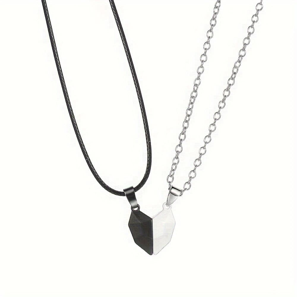 TEMU A Set Of 2 Exquisite Heart-shaped Pendant Necklaces, Perfect For Couples And , An Ideal Romantic Gift For Valentine's Day ( Included)