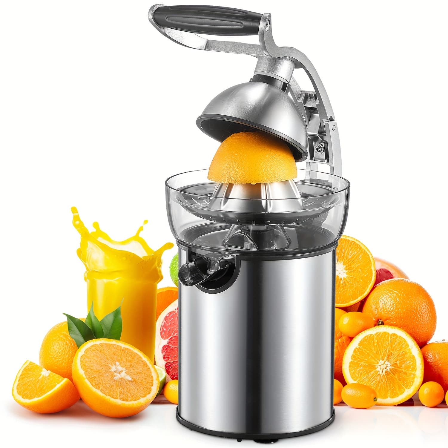 TEMU Electric Citrus Juicer Squeezer & Commercial Drink Mixers -- Powerful Orange Juicer With Alloy Die Casting Shell, Luxury Squeezer With 2 Interchangeable Cones For Oranges Of Any Size, By Yabano