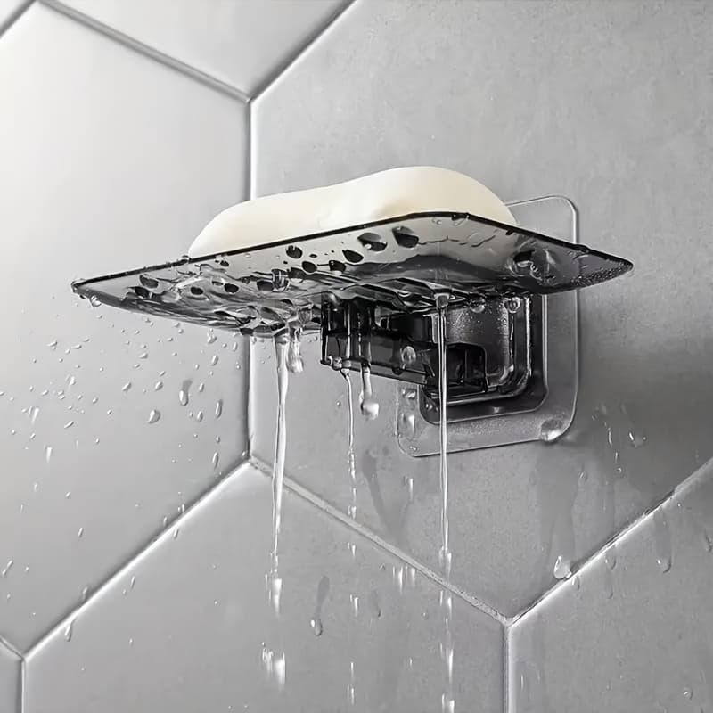 TEMU Sleek Rectangle, Wall-mounted Soap Dish - Seamless, No-drill Installation, Drainage Design For Bathroom Organization