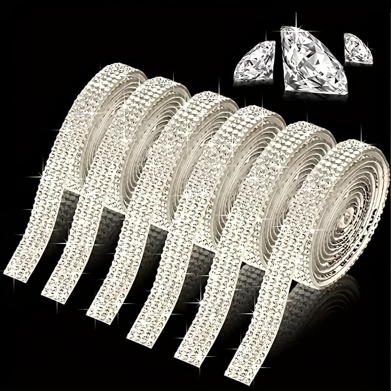 TEMU ( Each) Self-adhesive Crystal Ribbon - Glittering Plastic Diamond Sticker Strips Suitable For Diy Crafts, Wedding & Party Decorations, Garland, Hair, Clothing