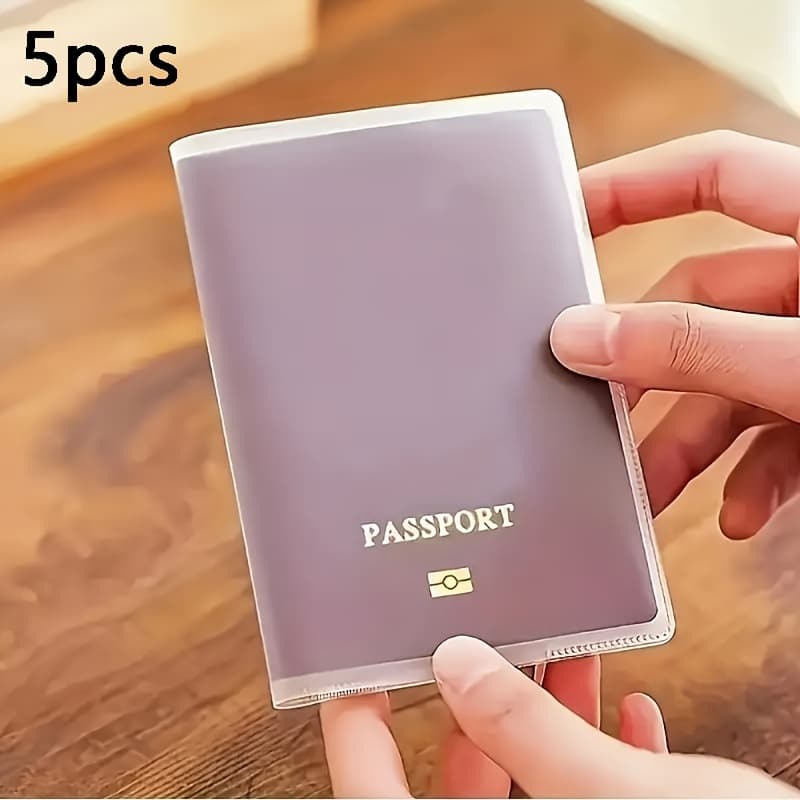 TEMU 5pcs Durable Scratch-resistant High Quality Transparent Passport And Card Holder Sleeves - Lightweight Plastic Document Protectors With Multiple Slots For Travel, Id, Travel Vacation, Women's