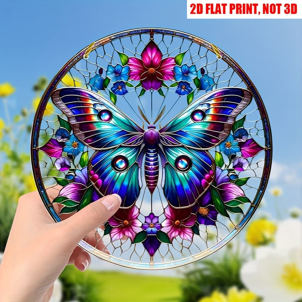 TEMU 2d Flat, 1pc, Translucent Whimsical Flower Sun Catcher - Round Ornament For Windows & Gardens, Perfect For Porch & Wall Art, Ideal Outdoor Decor Gift For Birthdays & Holidays