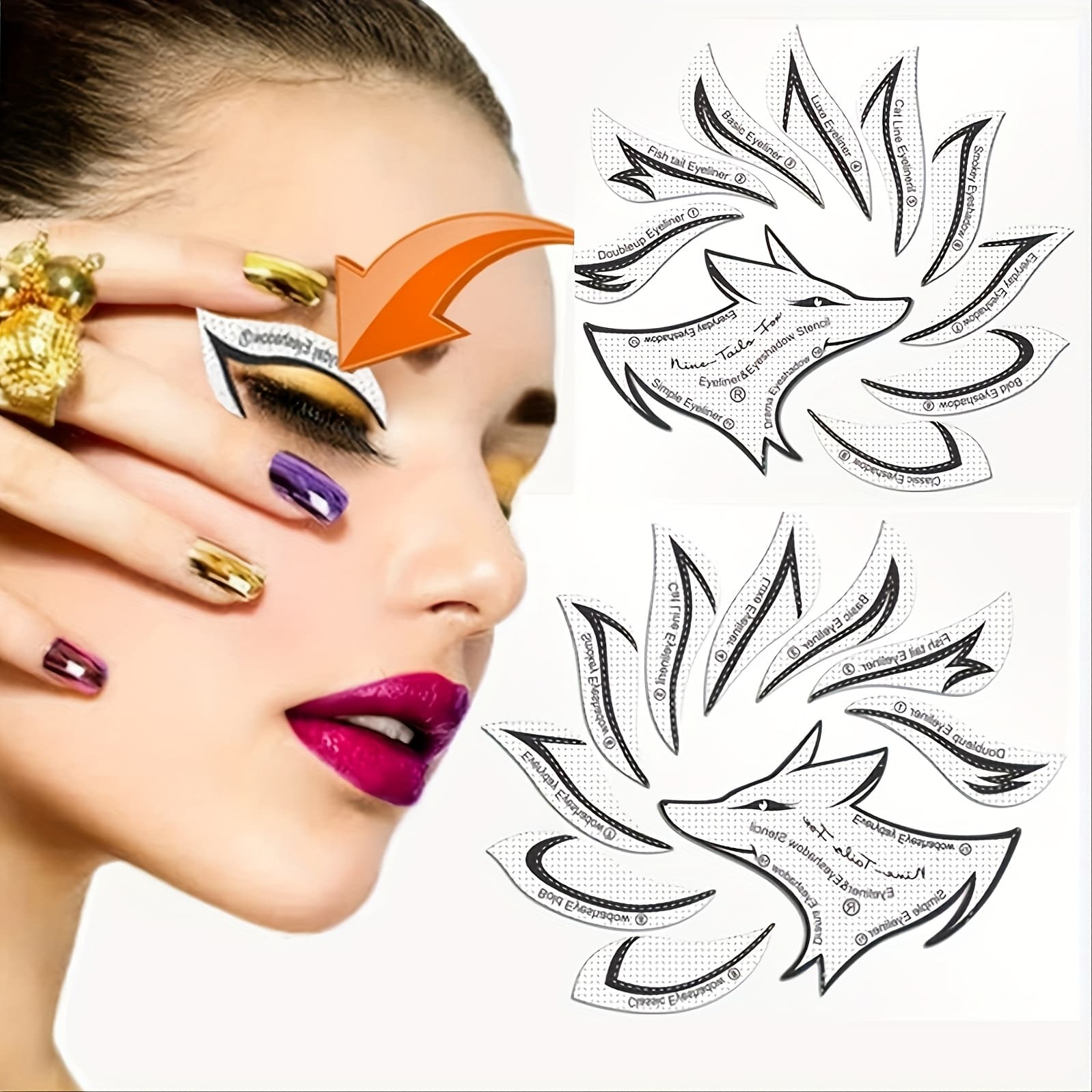 TEMU 24pcs/ 2 Set Of Professional Eyeliner Template Set Non-woven Eye Shadow Template Package, Eye Template
