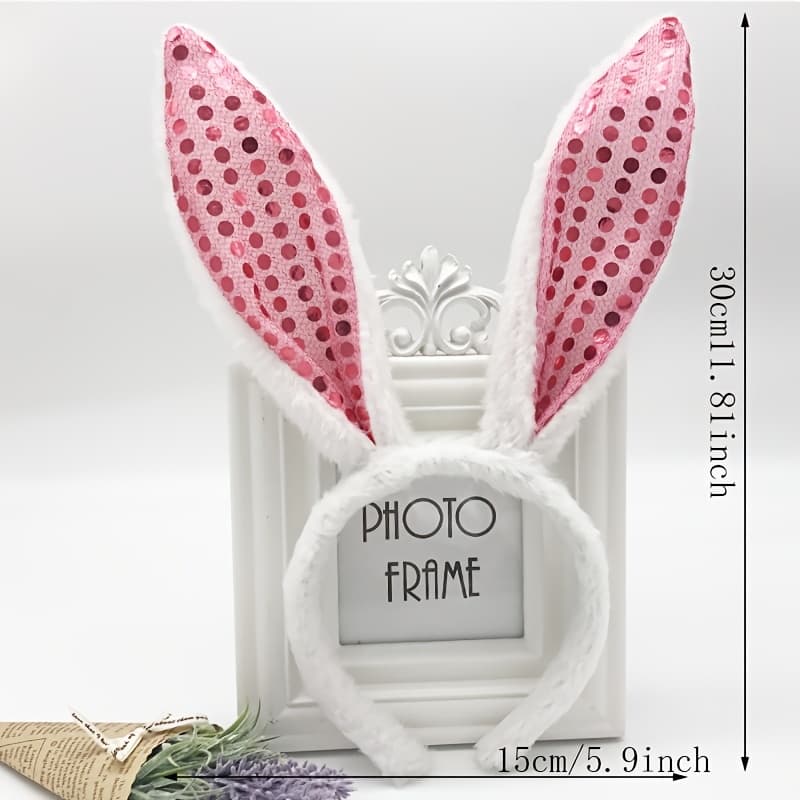 TEMU Sparkling Sequin Bunny Ears Headband - Cute & Rabbit Hair Accessory For Women