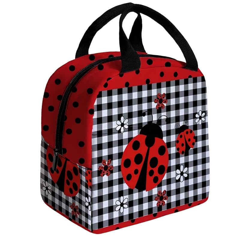 TEMU A Lunch Bag Featuring -star Ladybug Print, A Portable Tote For Women, Lightweight And Insulated, Suitable For Outdoor Picnics And Non-food Contact