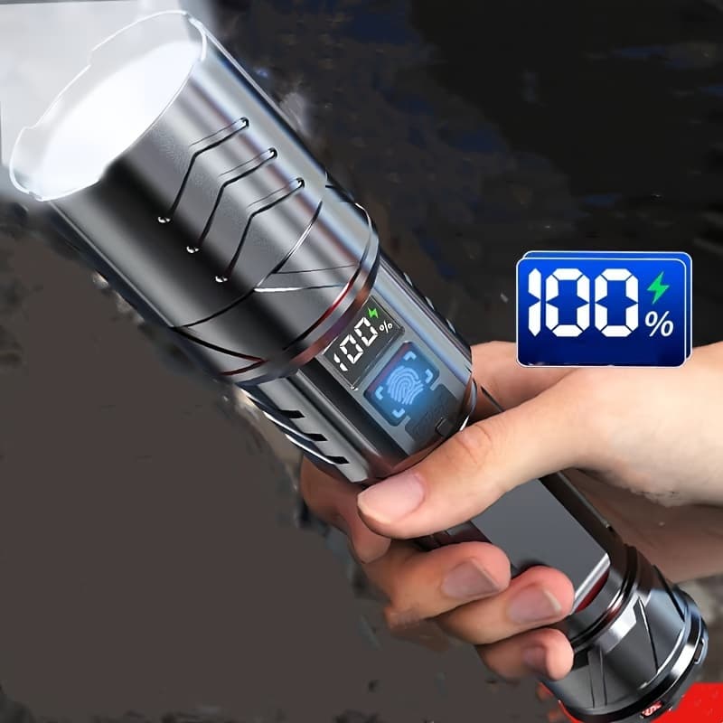 TEMU Flashlight, , Large Capacity, Rechargeable Zoom, Long Beam, Home Portable Spotlight Outdoor Emergency Light