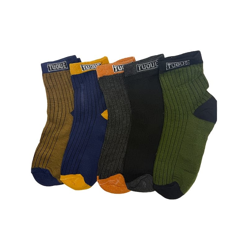 TEMU 5 Pairs Of Men's Moisture-wicking Breathable Sports Socks, Mid-calf Casual Trendy Socks, Suitable For All , Designed For Comfortable And Breathable Wear