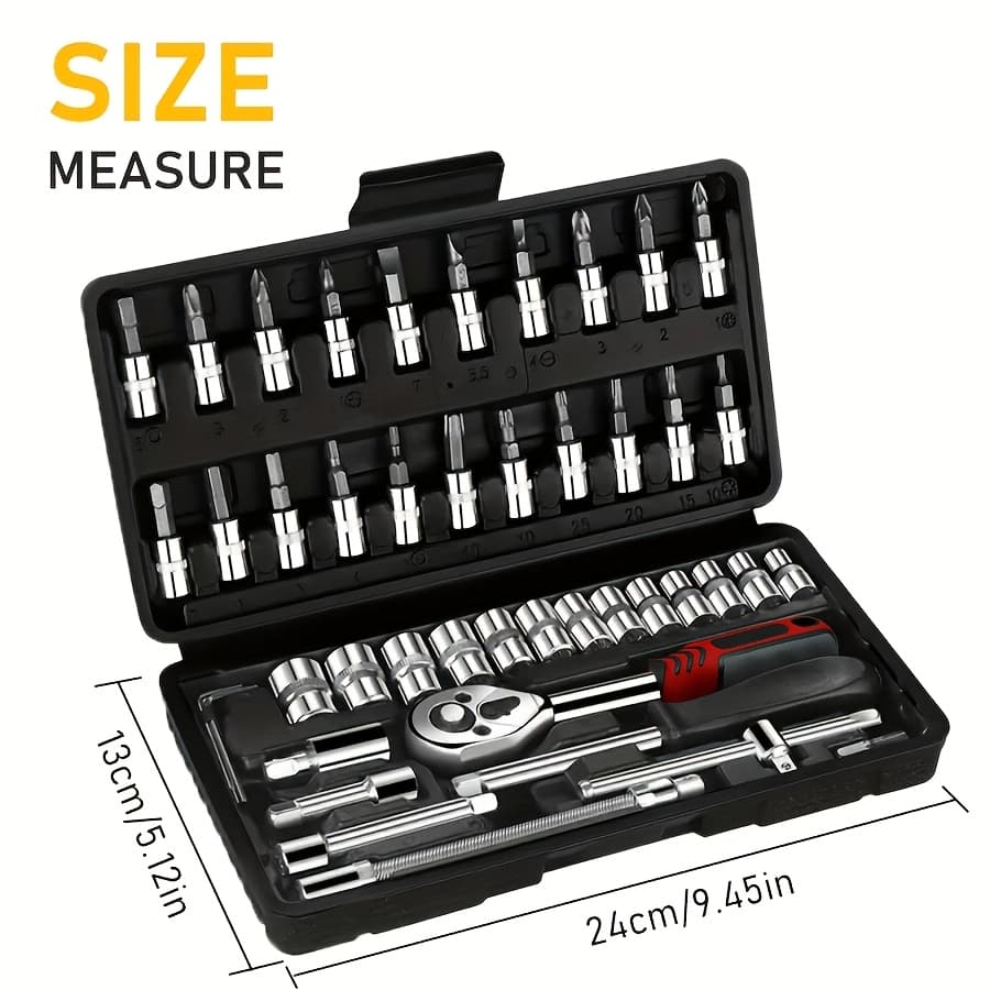 TEMU Impact Socket Set, 35/50/45pcs, Hexagonal Metric (8-22mm) And Sae (5/16 - 3/4 Inches), Made Of Chrome-vanadium Steel, Suitable For Boat Diy Enthusiasts And Mechanics, A For Man's Gift
