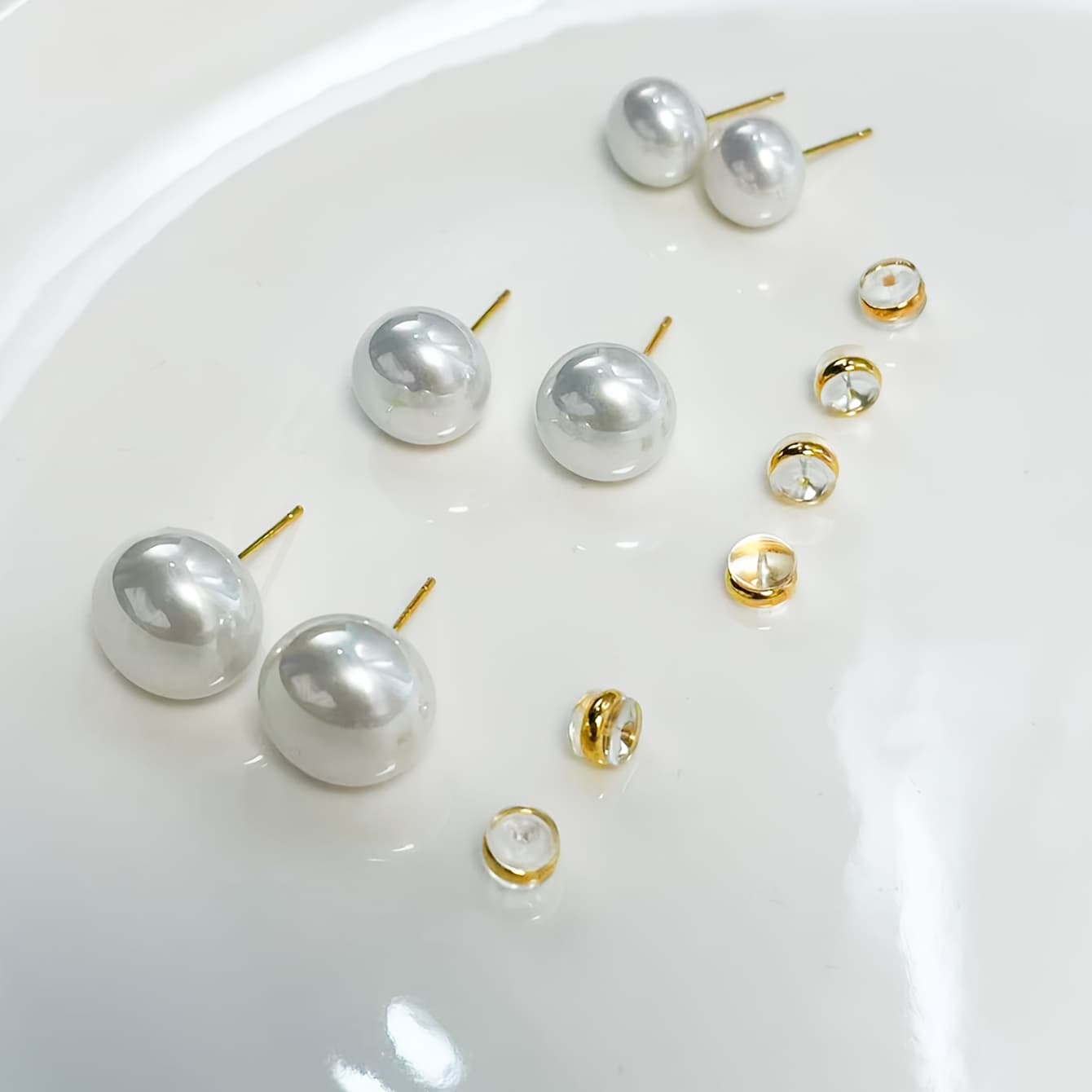 TEMU [new] 3 Pairs Of 6pcs, Bead Earrings, High-quality Jewelry, Upgraded Versatile Earrings, High-end Decorative Earrings, Suitable For Daily Wear, Additions, Suitable As Gifts For , , And