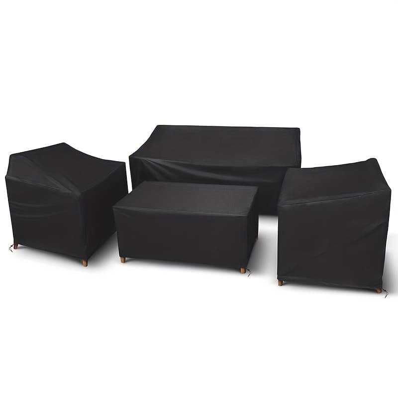 TEMU Courtyard Furniture Set 4pcs, Outdoor Furniture Cover, Courtyard Furniture Set, Heavy Duty Oxford Durable Waterproof Fabric, Suitable For Chairs, Sofas, Coffee Tables, Black