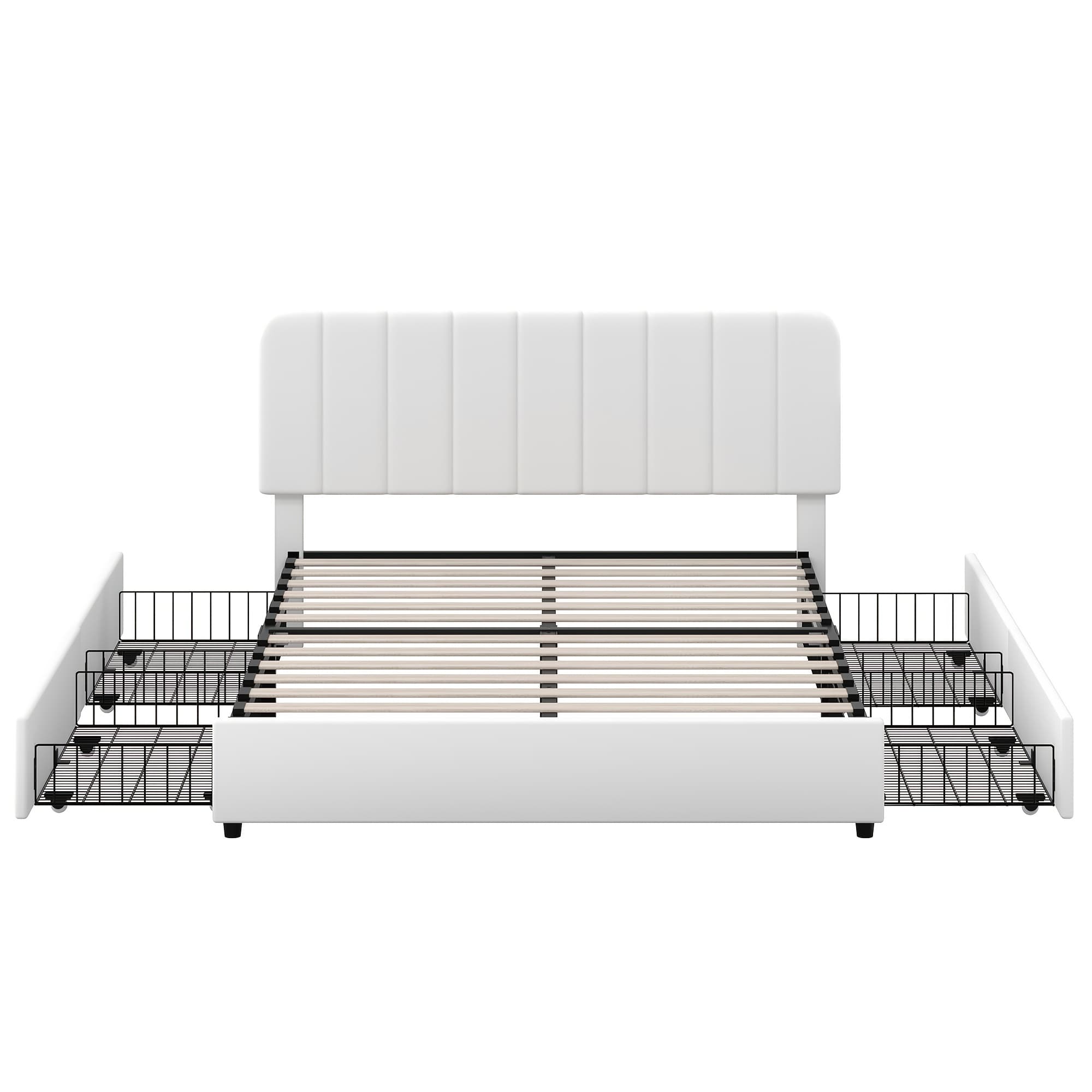 TEMU Twin/full/queen/king Size Upholstered Bed Frame With Drawers, Platform Storage Bedframe With Velvet Headboard