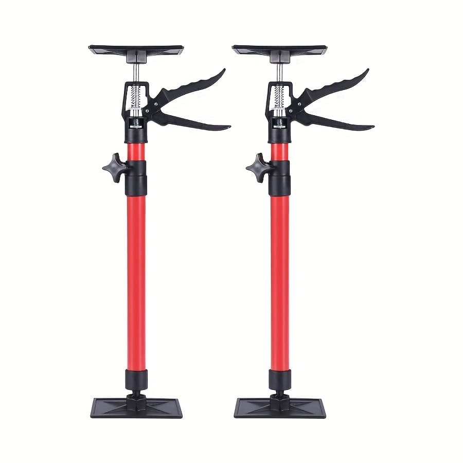 TEMU 2pcs Adjustable Telescopic Support Rods - Heavy-duty Tools Steel Load 160 Lbs Support Pole For Cabinet Jacks, Wardrobes, Anti-slip With Third-hand Support System For Drywall Lift