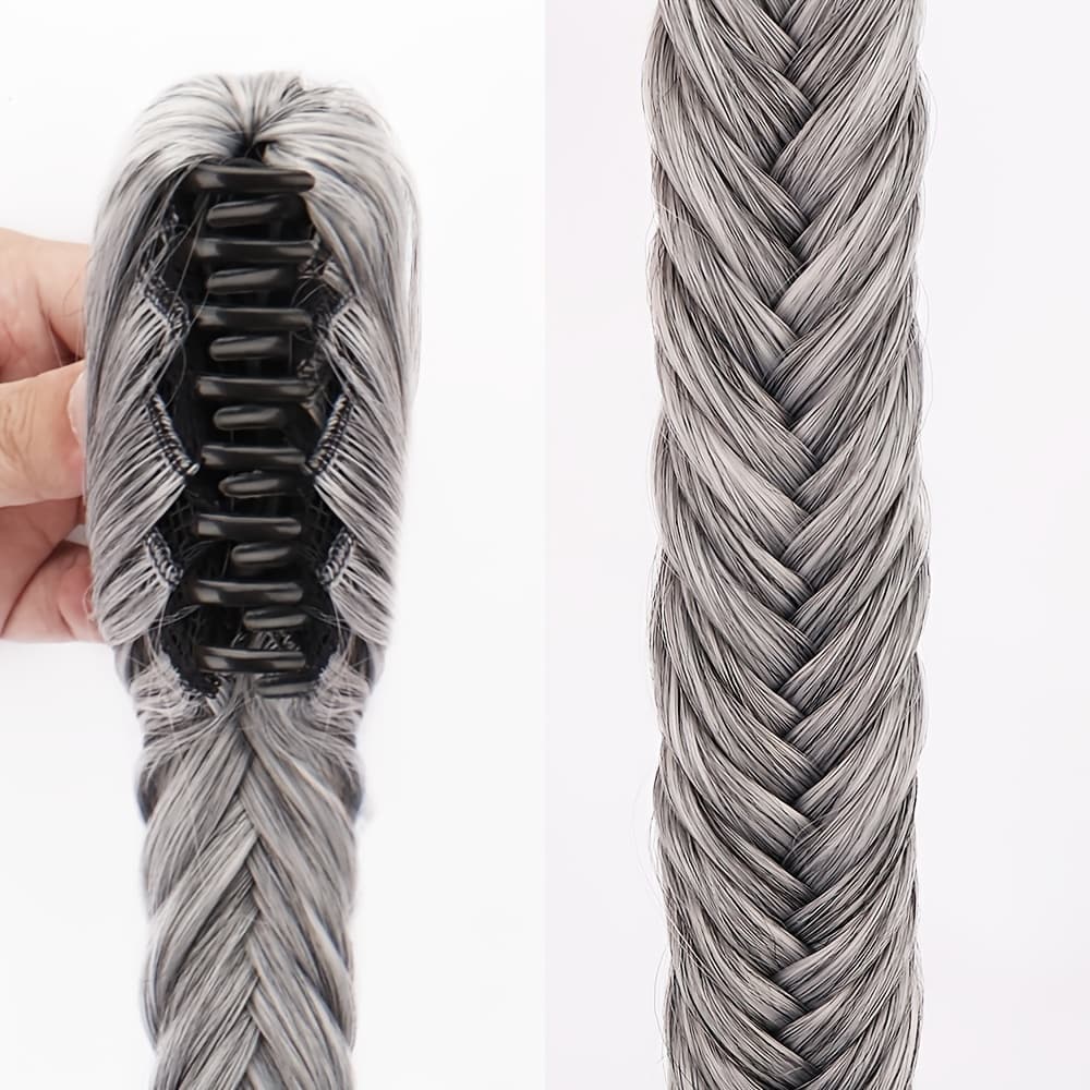 TEMU Brown Long Hair, Ponytail, Fishbone Braided Ponytail, Synthetic Fiber Ponytail, Convenient To Wear, Suitable For Women To Increase Hair Volume And Extend Hair