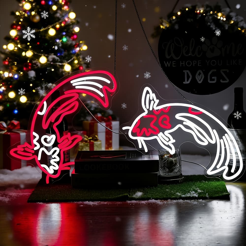 TEMU Koi Fish Neon Light Led Wall Decor Red White Fish Aesthetic 10 Dimmable Usb Powered Acrylic Backboard Hanging Decor For Bar Restaurant Living Room Wall Decoration Gift