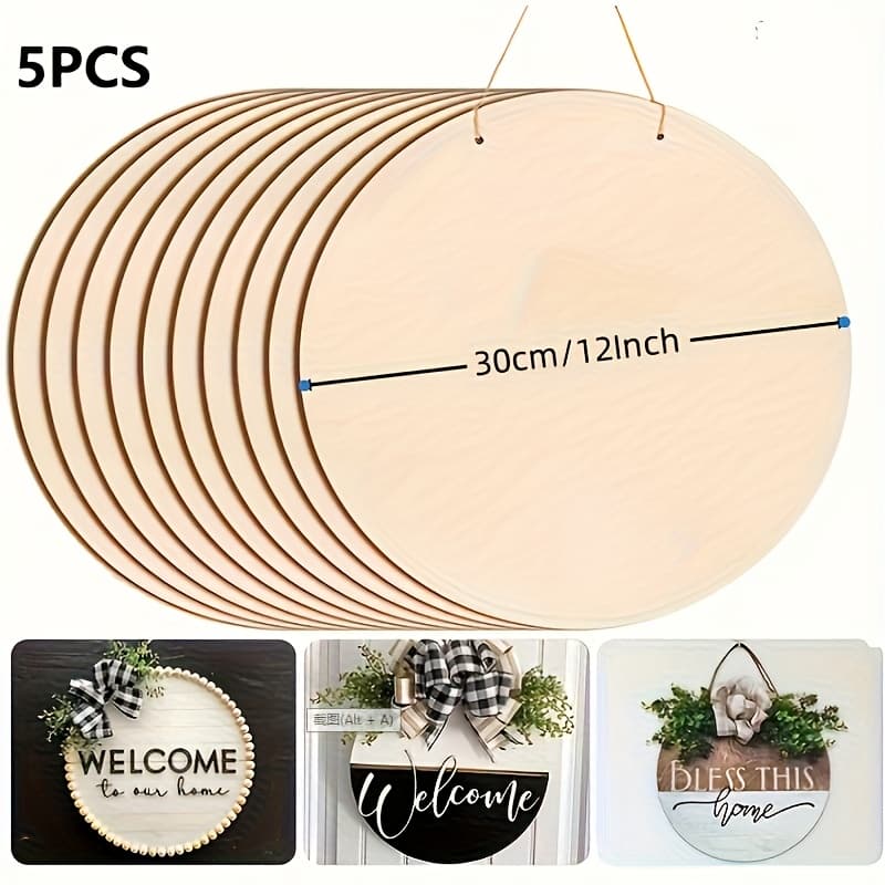 TEMU 5 Or 10pcs Of 12-inch White Wooden Plates With Multiple Functions And , Suitable For Painting, Wood Carving, Cricut And Home Decoration. Are Great Gift For Christmas, Halloween And Thanksgiving