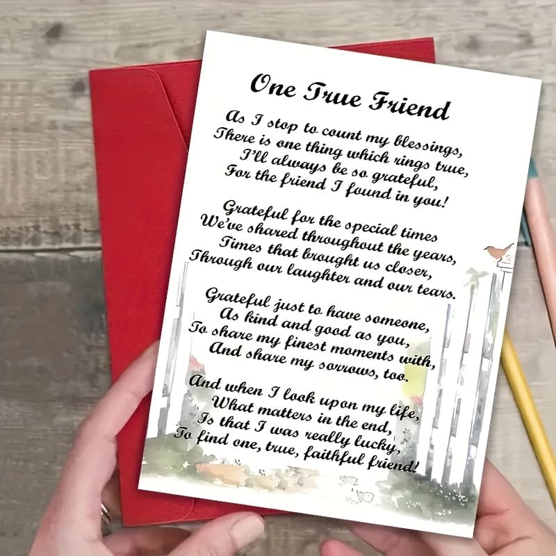 TEMU 2 Friendship Cards With Envelopes Featuring A Moving Poem That Our Friend And Expresses Gratitude For The Wonderful Moments Shared, Measuring 4.72 Inches By 7.09 Inches