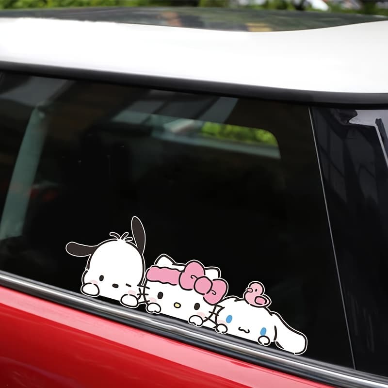 TEMU [multi-piece For Hello Kitty Decals] For Hello Kitty Window Decals, Cute Vinyl Designs, & Decoration, Durable Other Plastic Material, For Electric Vehicles, Motorcycles & Cars