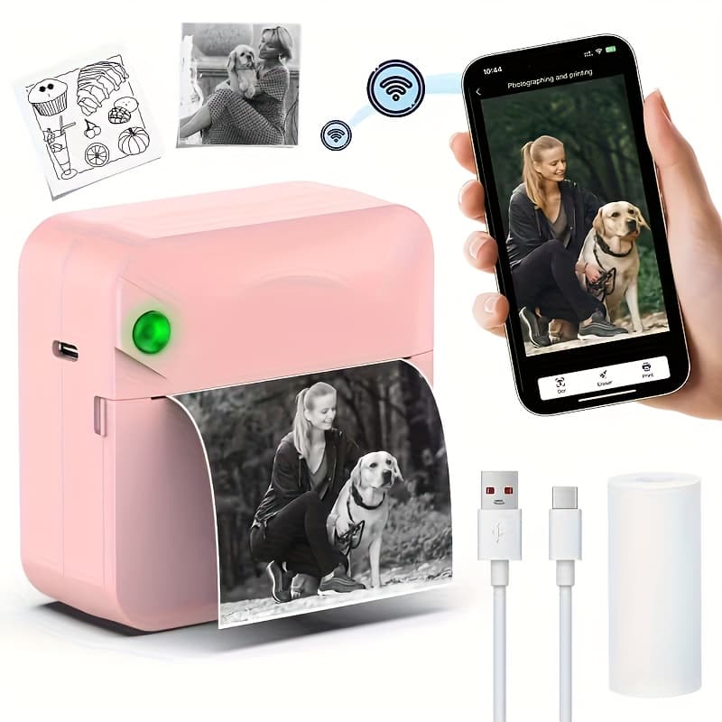 TEMU Wireless Portable Mini Thermal Printer - Multi- Printing Setsupports Printing Of Photos, Labels, And To-do .suitable For Gifting And Personal Use.