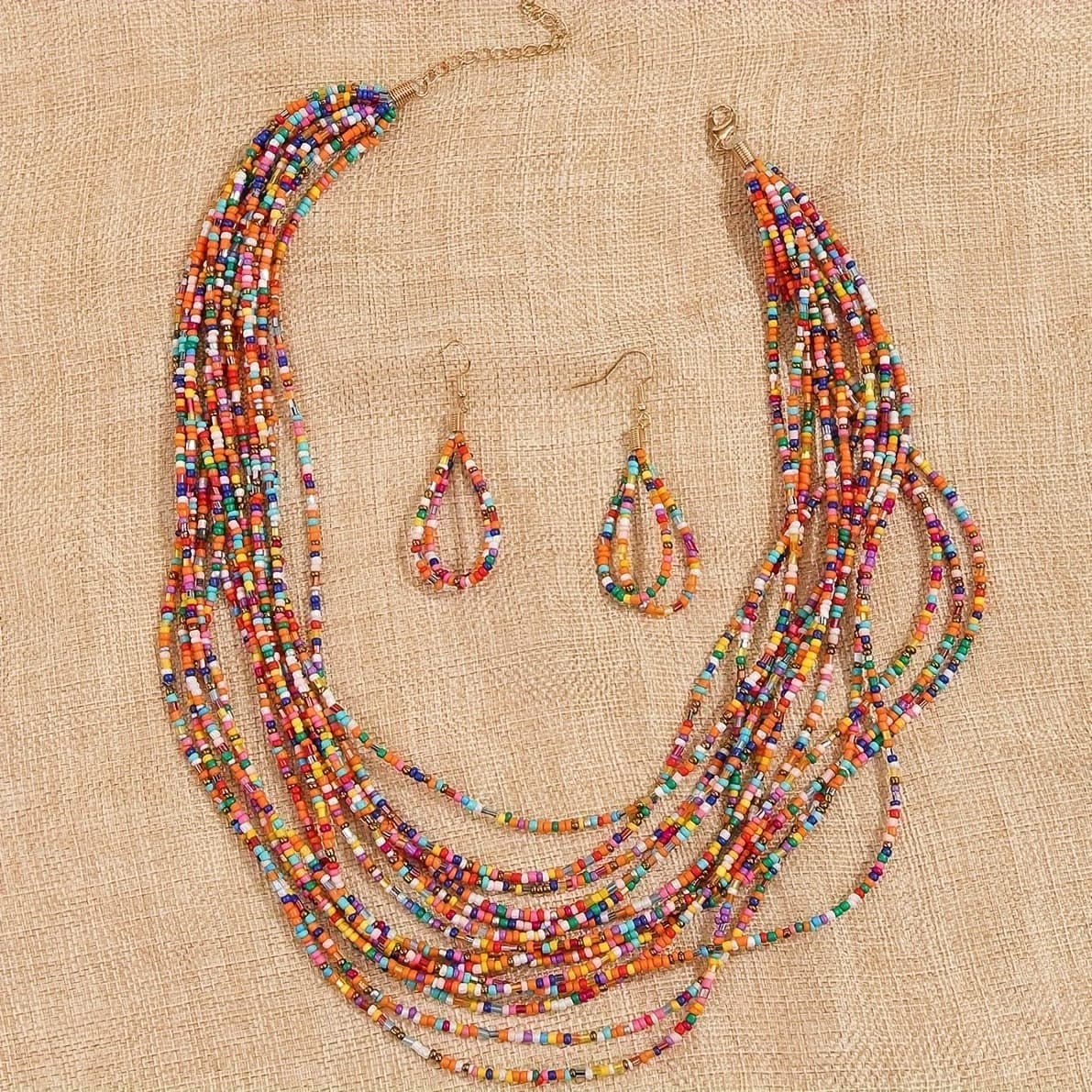 TEMU A Collection Of Bohemian-style Multi-layered Earrings And A 925 Silver Vintage Bead Necklace, Featuring Versatile Additions