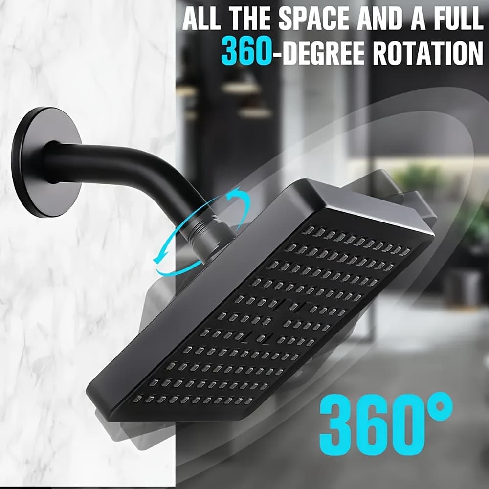 TEMU Luxurious 6-inch Square Rain Shower Head - High-pressure Shower System, , Compatible With Standard Faucet Holes, Made Of Durable Plastic Material For Modern Bathrooms, Wall-mounted Shower Device