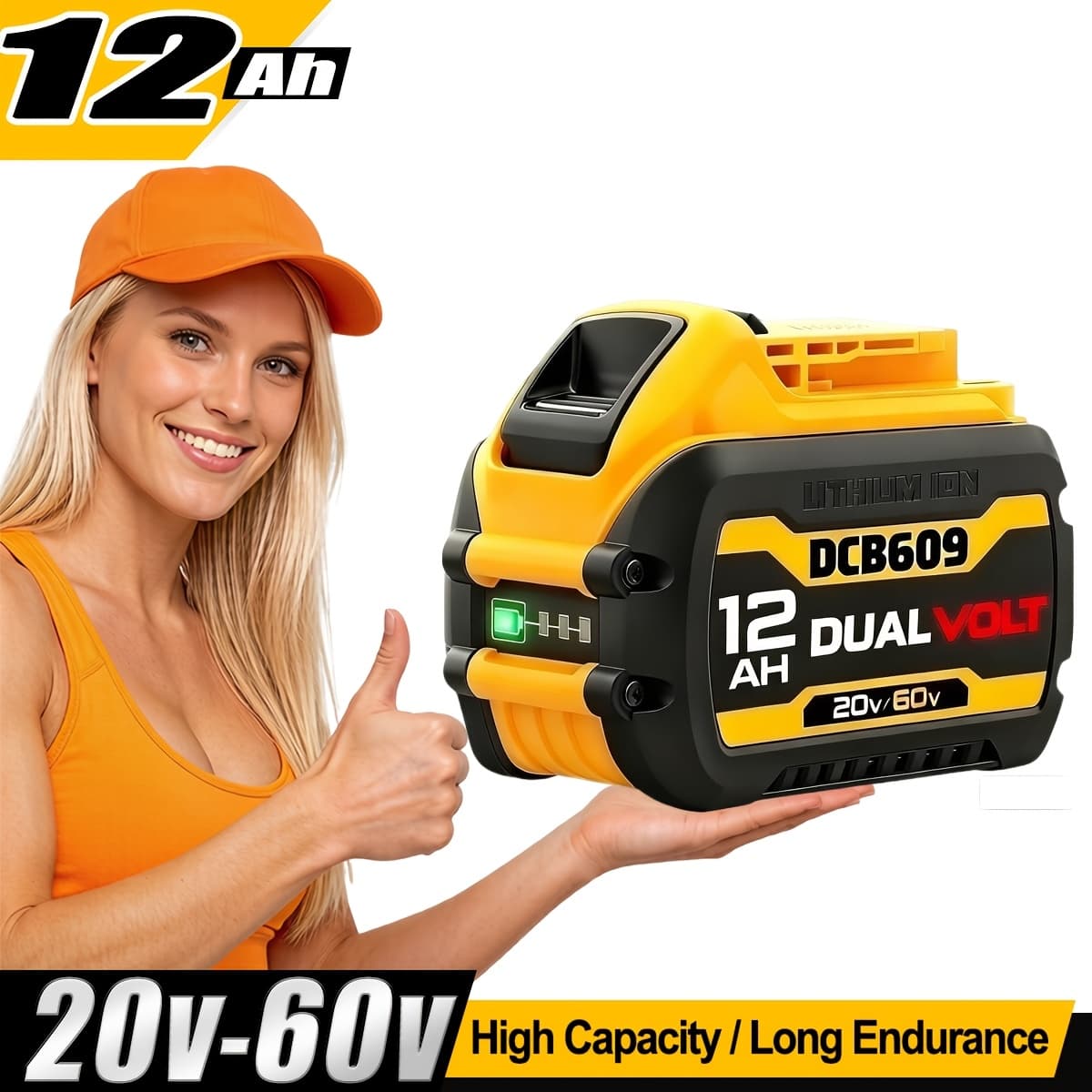 TEMU New Arrival 12.0ah 20v/60v Replacement For 60v Battery Dcb610 Dcb609 Dcb606 Dcb612 Compatible With 20v/60v Max Cordless Power Tools Lithium-ion Battery