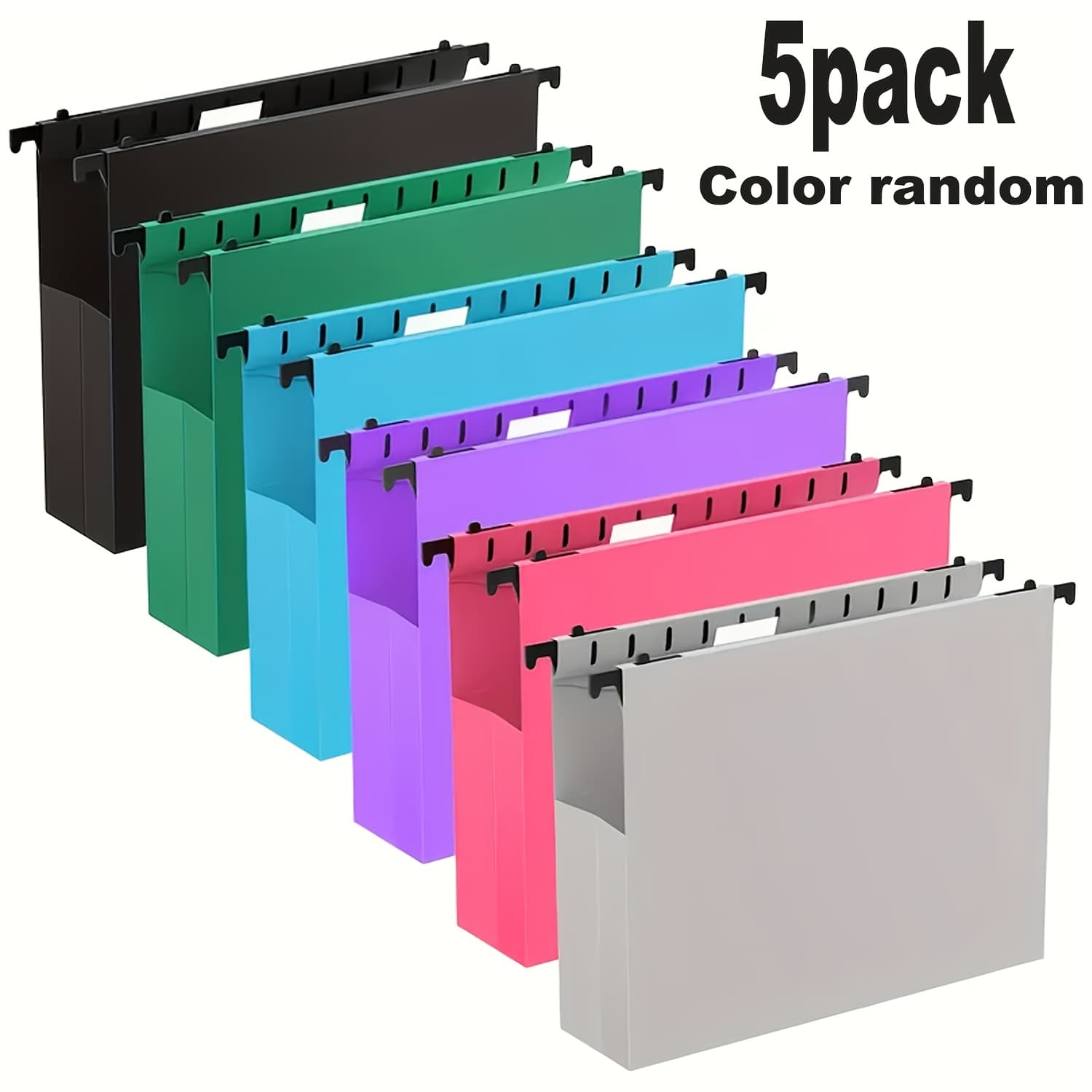 TEMU 5pcs/extra-large Capacity Plastic Hanging File Folders, Expandable Hanging Folders, Letter Size, Accordion-style Pockets, Office And Home Hanging File Organizer, (color Random)