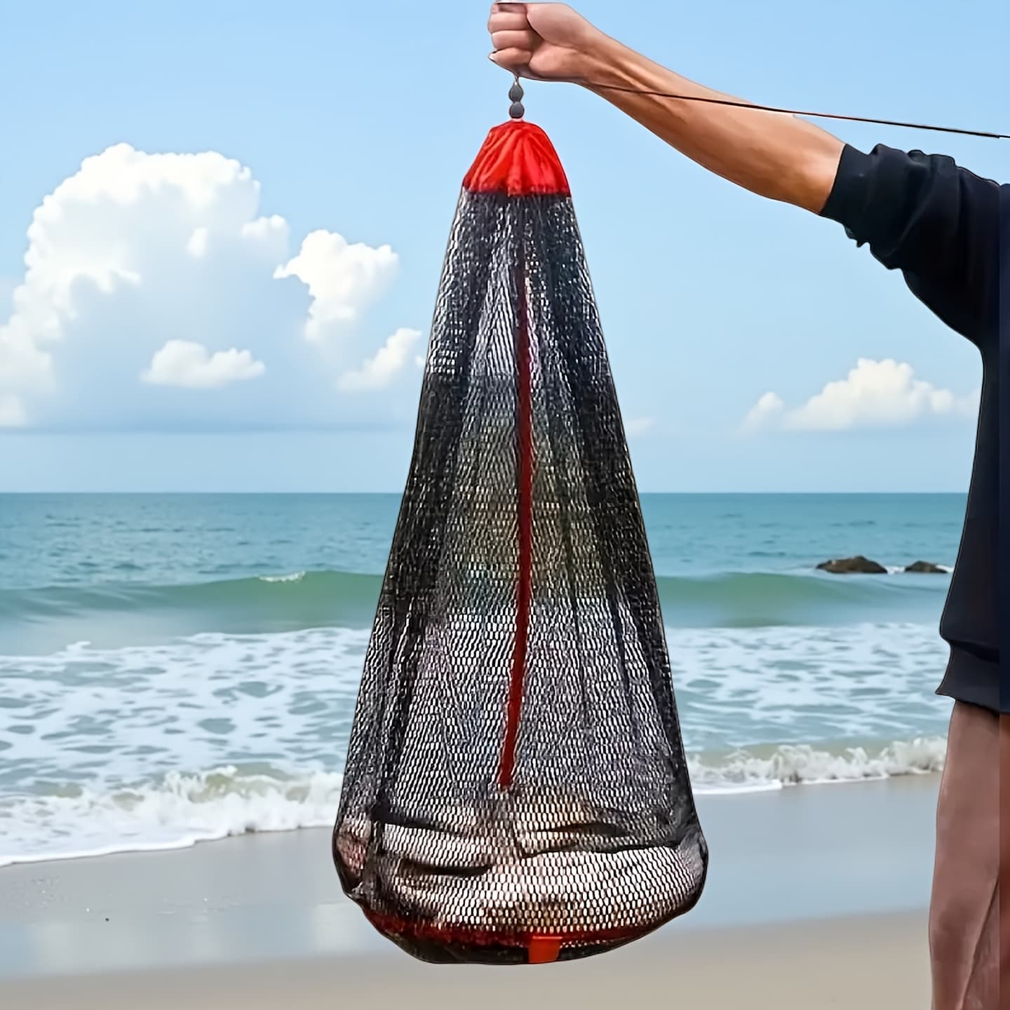 TEMU Lightweight Portable Nylon Bag - Durability With Storage For Fish Collection And Snorkeling Equipment, Black And , Easy-to-carry Handle, Mesh Fish Collection Cage For Snorkeling And Fishing Gear