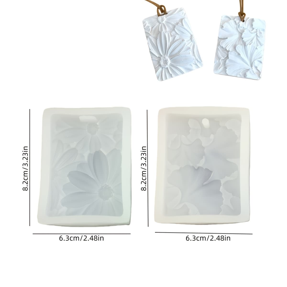 TEMU Plants Pendant Resin Silicone Molds Ginkgo Leaf Square Stone Diffuser Molds Daisy Pattern Clay Plaster Art Crafts Molds For Flower Gifts Molds Valentines Home Decorations Molds