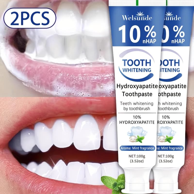 TEMU 2pcs 10% Hydroxyapatite Toothpaste For Deep Cleaning & Smile, Hydroxyapatite Toothpaste - With , Gums, Ideal Oral Hygiene Gift For , Suitable For Everyday, , Refreshing