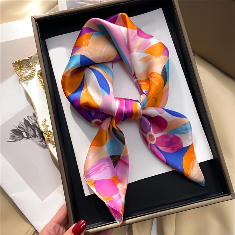TEMU New Women's Printed No. 70 Satin Square Headscarf, Versatile And Fashionable, Used As A Scarf, Headband, Headscarf, Or Wind And Accessory, With A Soft And