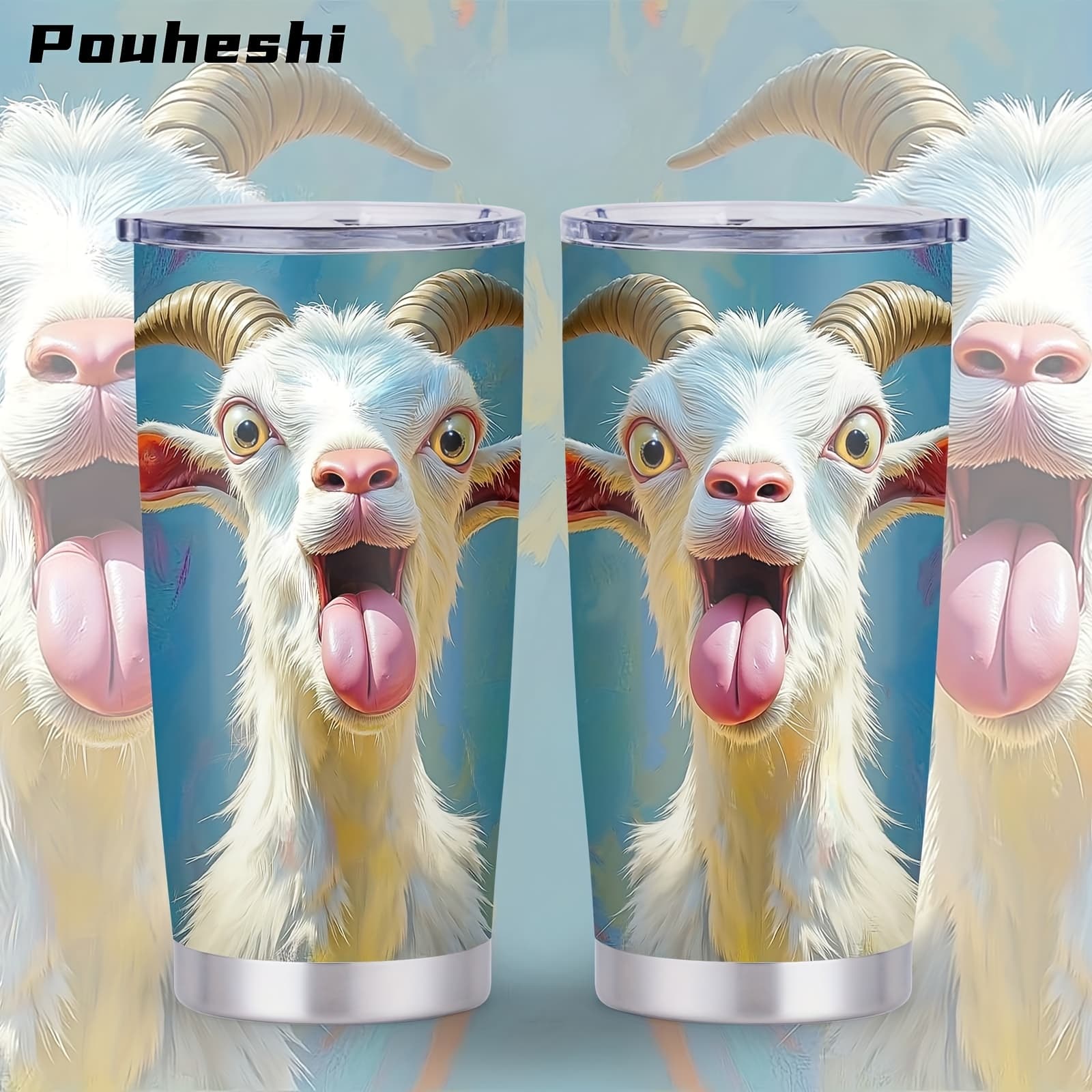 TEMU 1pc/20oz Goat Theme Water Cup, Commemorative Water Cup, Shatterproof, Slide Cover Leakproof, Straw Or Direct Drinking, Car , Can Only Be Hand Washed, Cup, Suitable For Family, Or