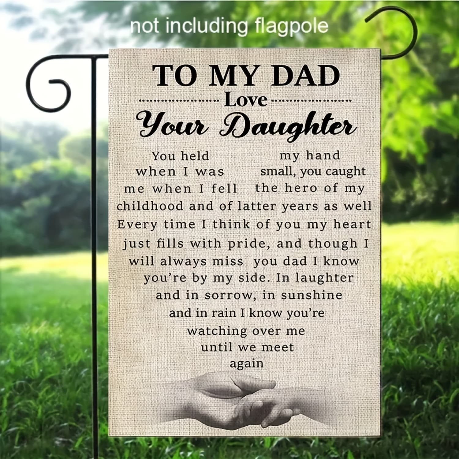 TEMU 1pc, "love You Dad" Double-sided Memorial Garden Flag - 12x18 Inch, Durable Polyester, "to -love-your Daughter" Outdoor Cemetery Decoration For Grave, No Pole Included, Memorial Day Decorations