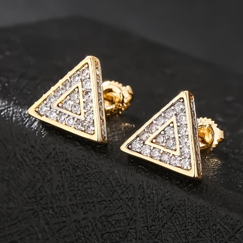 TEMU 1 Pair Geometric Men's Stud Earrings Hip Hop Earrings Men's Gifts