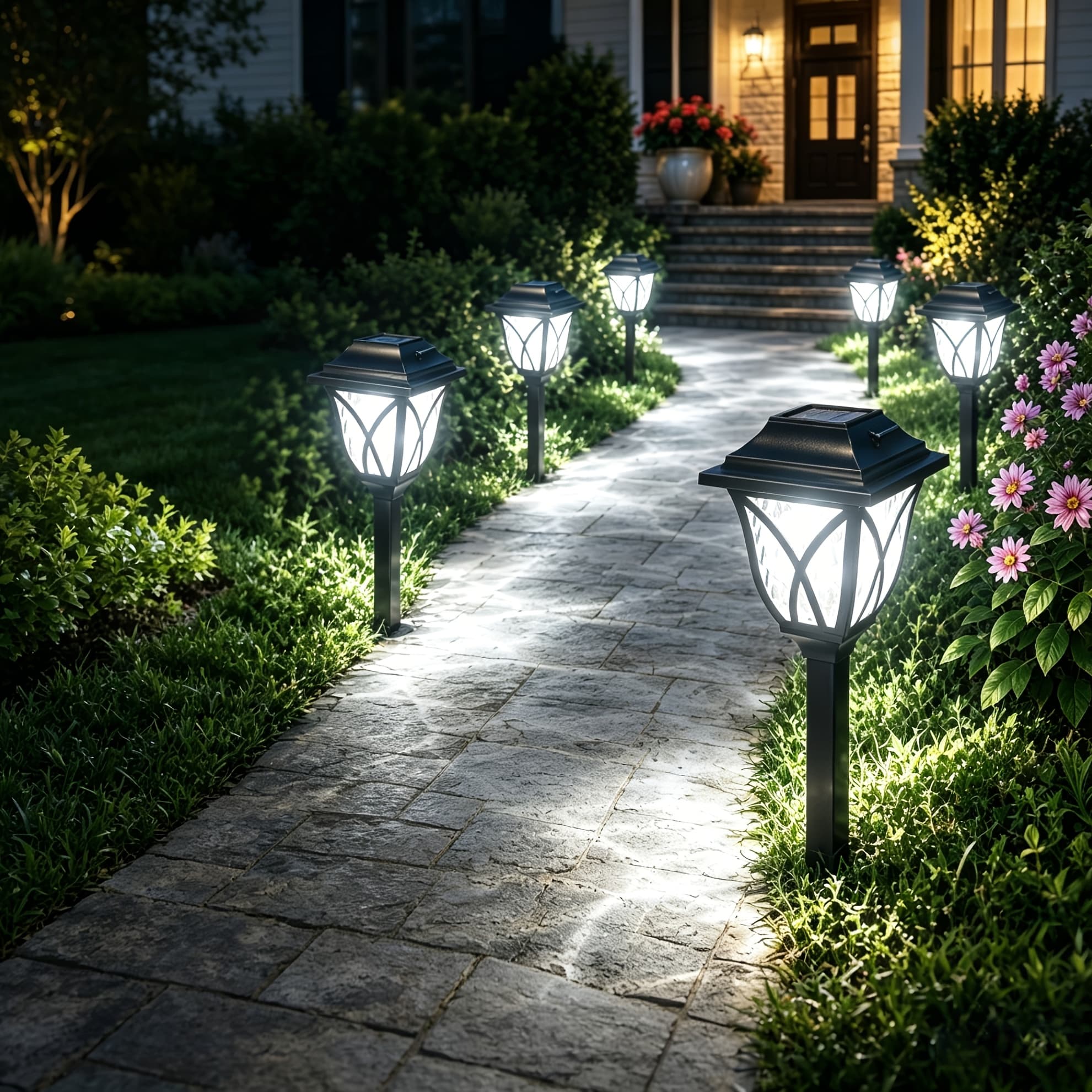 TEMU 6pcs Solar Outdoor Lawn Lights, Home Courtyard Atmosphere Lights, Garden Decoration Lights, Park Path Ground Plug Lights, Landscape Lights