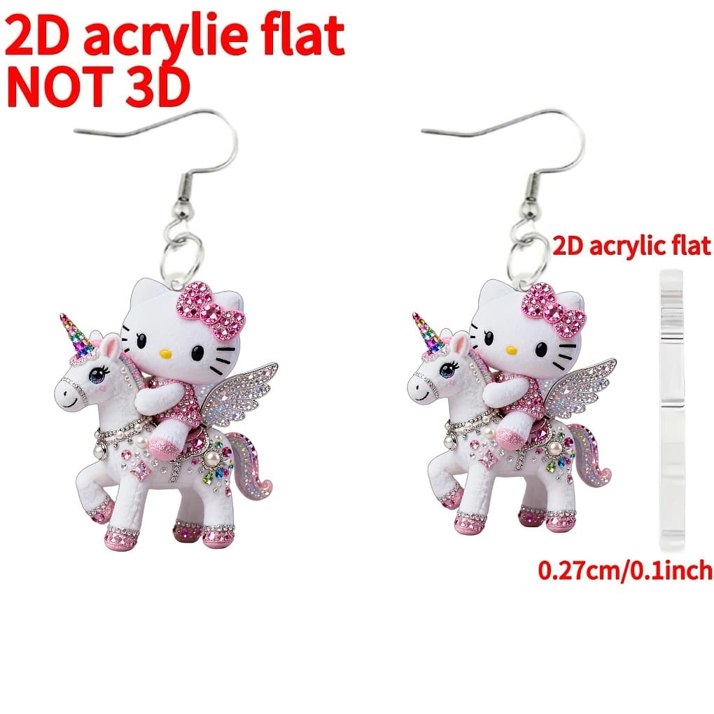 TEMU 2d Flat - [2d Flat] 1 Pair, Christmas, Novelty Earrings, 2d Flat Acrylic Material, Cute Riding Pony Pattern Earrings, Modern Fashion , Suitable For Daily Casual, Party, Thanksgiving