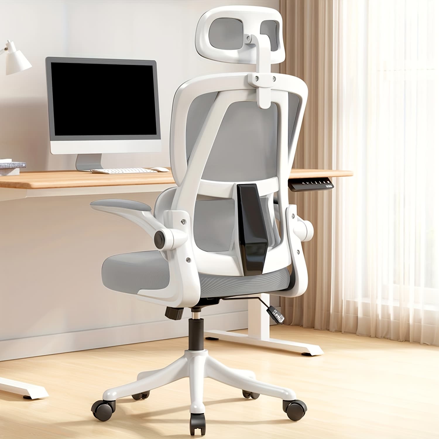 TEMU Office Chair Ergonomic Desk Chair, 330 Lbs Home Mesh Office Desk Chairs With Wheels, Comfortable Gaming Chair, High Chair For Long Hours, Office Chair For
