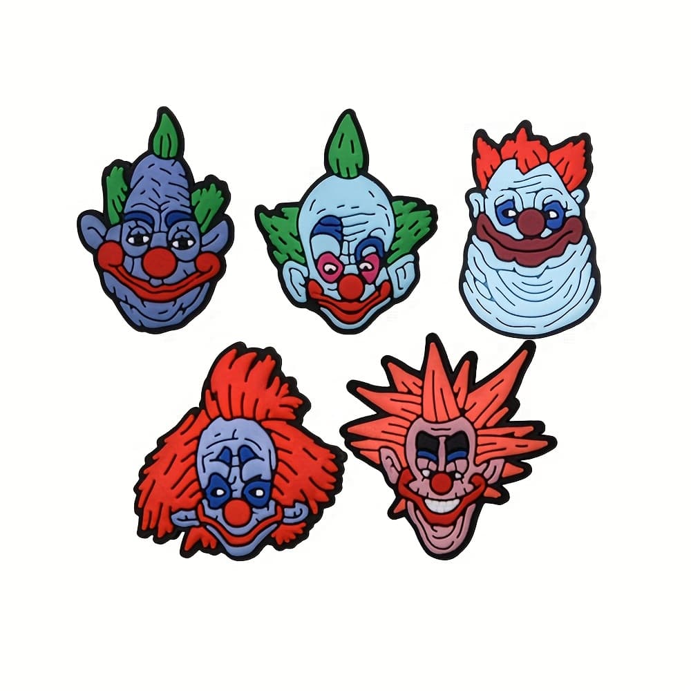 TEMU 5pcs Colorful Clown Face Brooches/pins With Red Noses - Punk Style Pins Suitable For , Funny Costume Accessories For Parties, Halloween, Wear