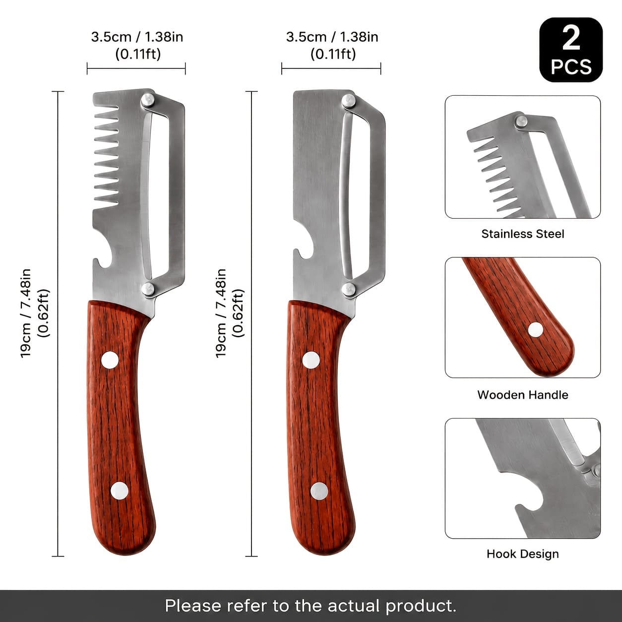 TEMU 2pcs Premium Stainless Steel Peelers With Thickened Handles, 3-in-1 Shredding, Peeling And Slicing Tool For Fruits And Veggies. Great For Home Kitchens, Parties, Camping, Picnics And Holiday