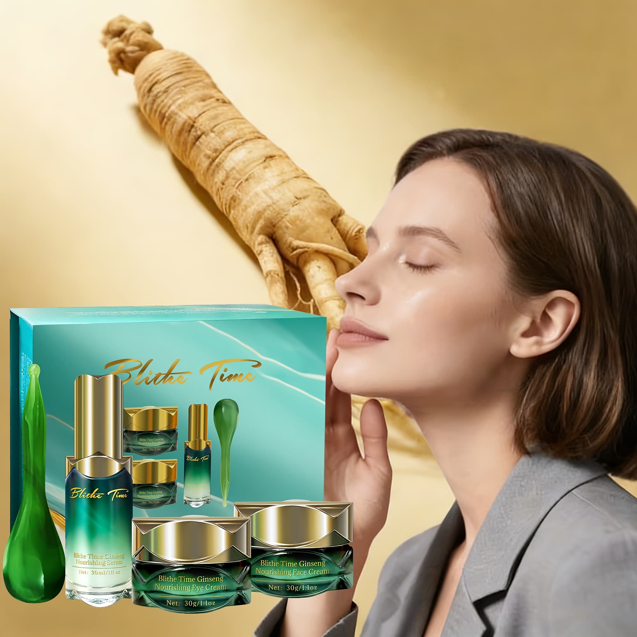TEMU Time Ginseng Nourishing 4pcs/set, Contains Ginseng Root Extract And Other Plant Extracts, For A More Women's Gift Set From Local Warehouse Women's Christmas Gift
