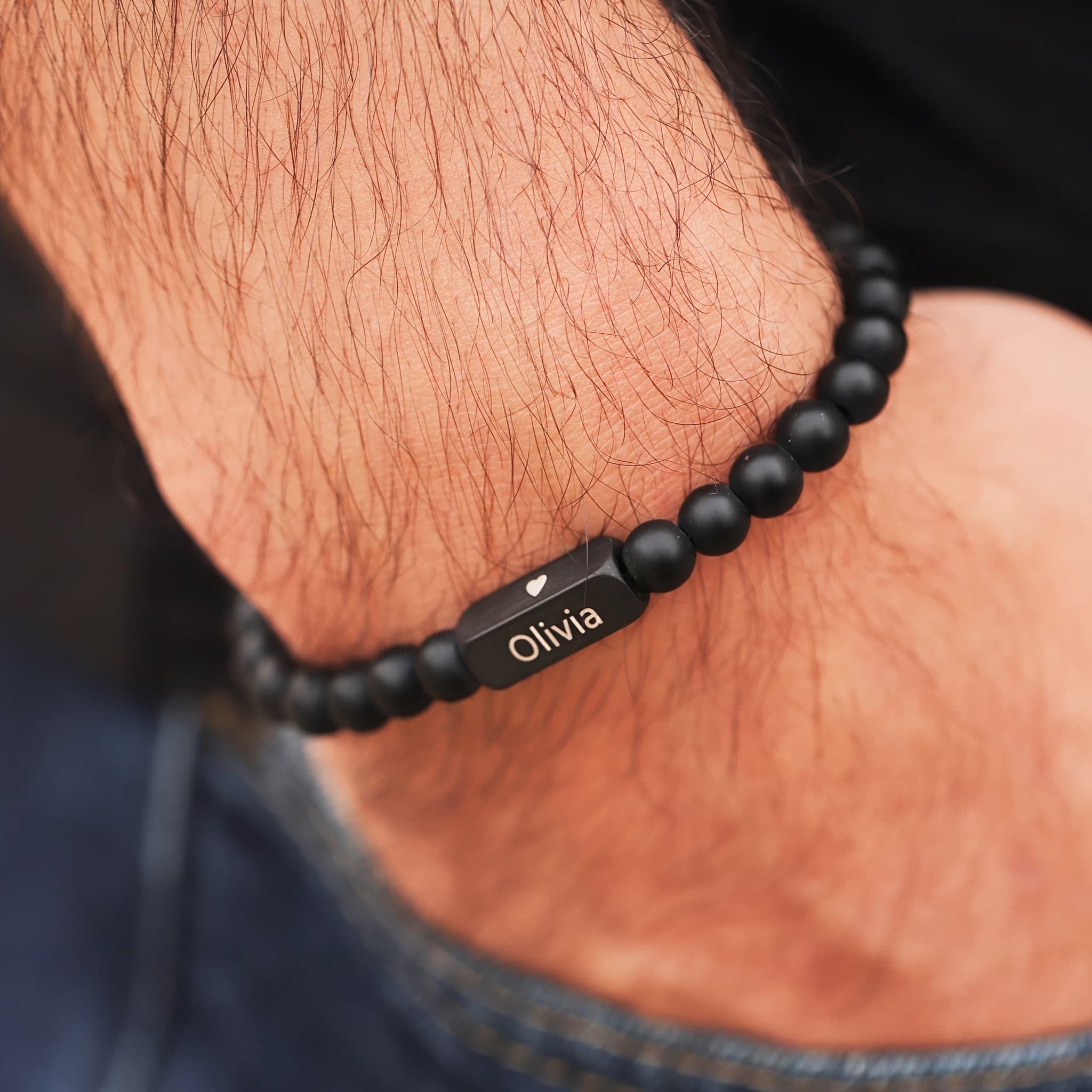 TEMU 1pc, Personalized Men' Bracelet With Names Ideal Christmas Gift For Husband Grandfather, Men Beads Bracelet