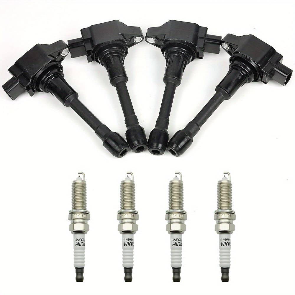 TEMU 4x Ignition Coil And 4x Iridium Spark Plug Set For For Altima For Sentra For Uf549