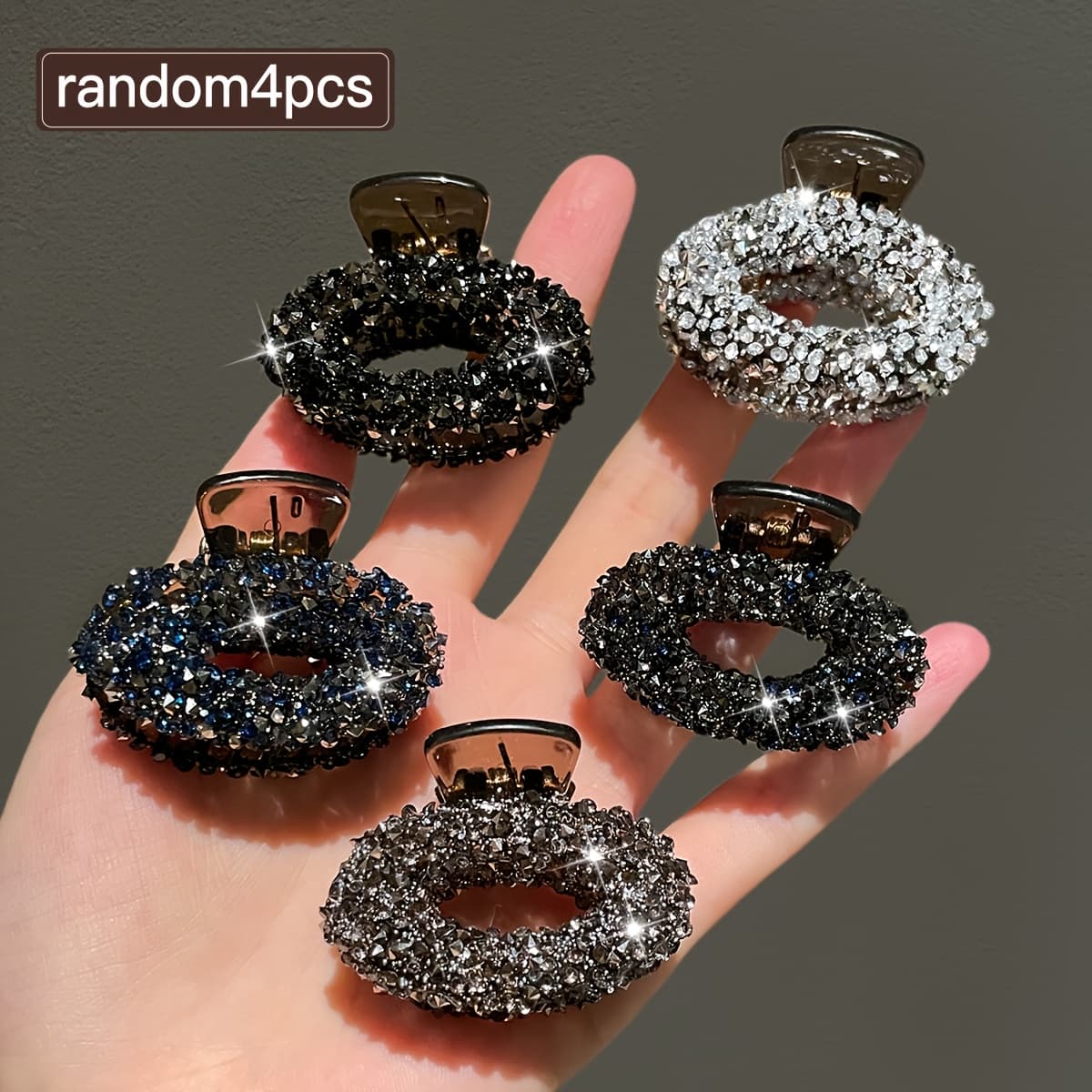 TEMU Random 4pcs Women's Style, Exquisite And Fashionable, Oval Hair Claw Clip Combination, Suitable For Daily Use, Gift Hair Additions