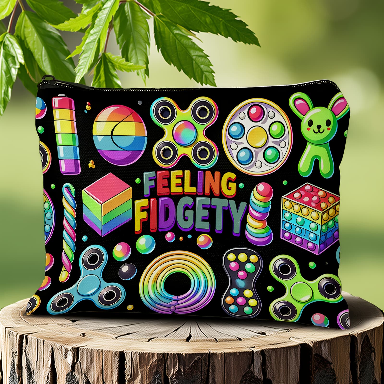 TEMU 1pc Relax Sensory Makeup Bag - Colorful Relax Toy Storage Bag With Zipper Closure, Lightweight Handbag, Suitable For Men Female Use, Birthday/graduation Gift