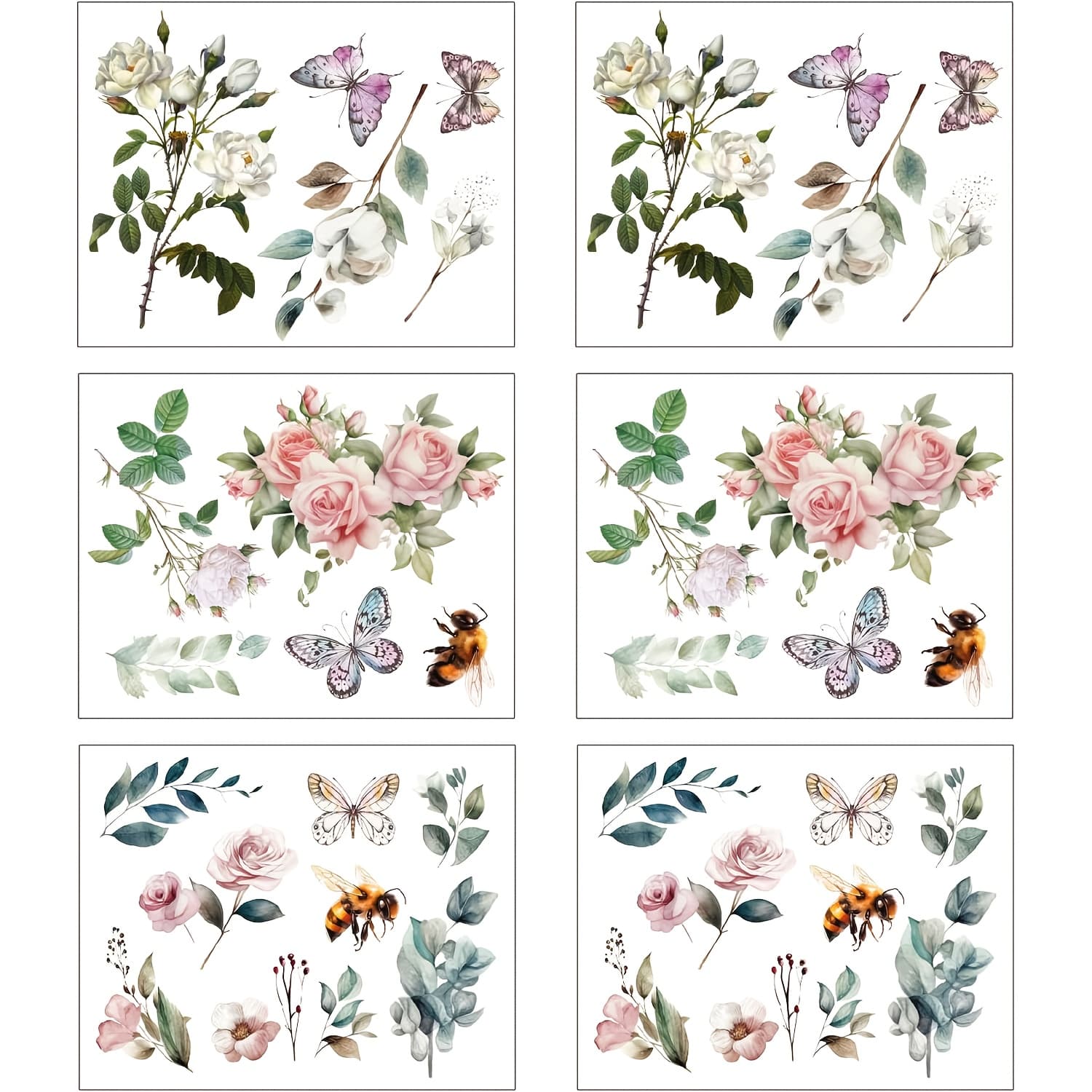 TEMU Vintage Dtf Stickers Rub On Transfers For Furniture - 6 Sheets 5.9" X 7.5" - Rose And Theme